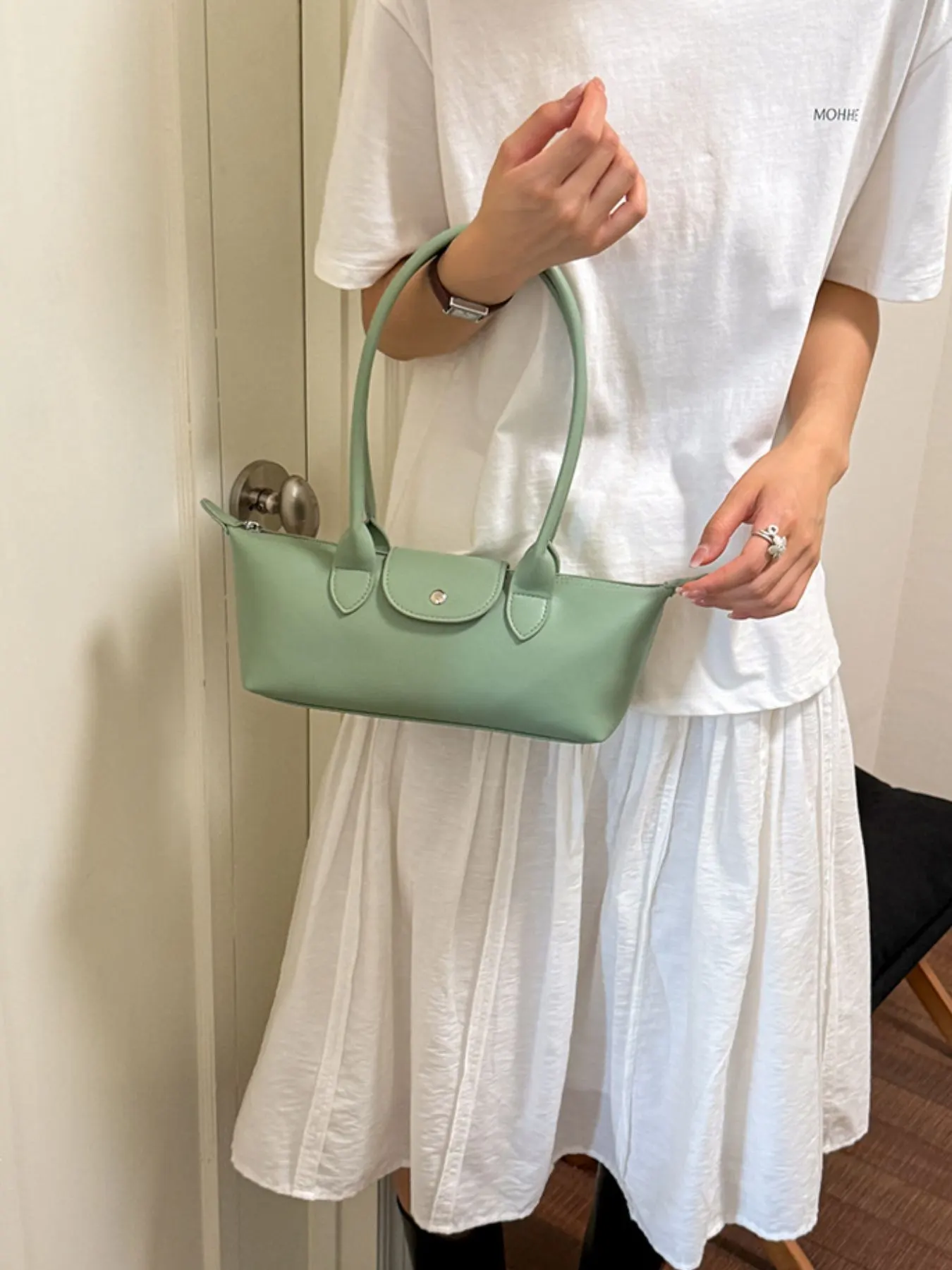 PU Leather Shoulder Bag - Green