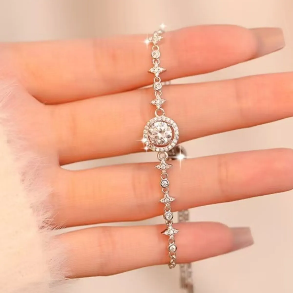 1 Carat Moissanite 925 Sterling Silver Bracelet - Silver