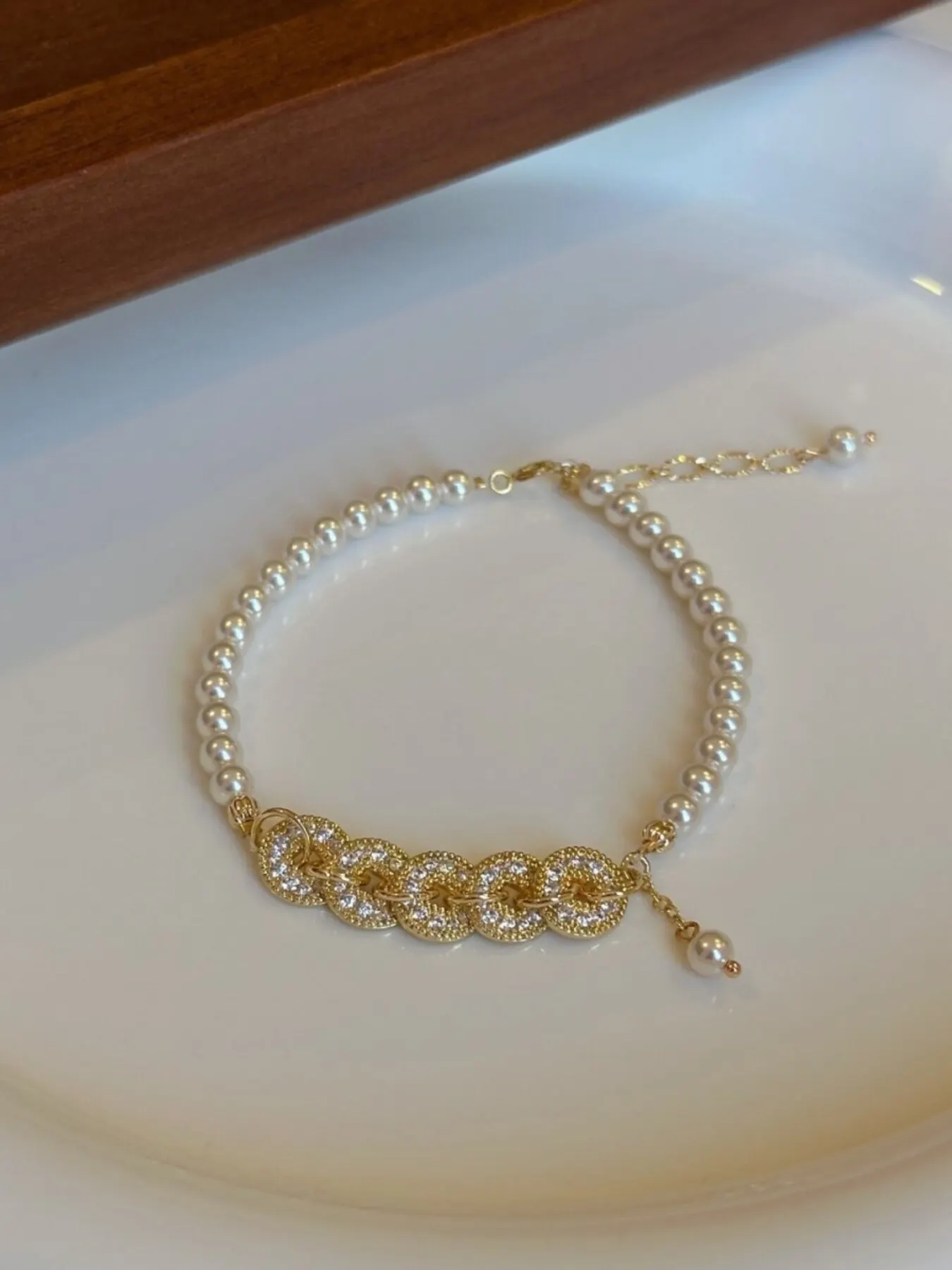 18K Gold-Plated Pearl Coin Bracelet - Gold