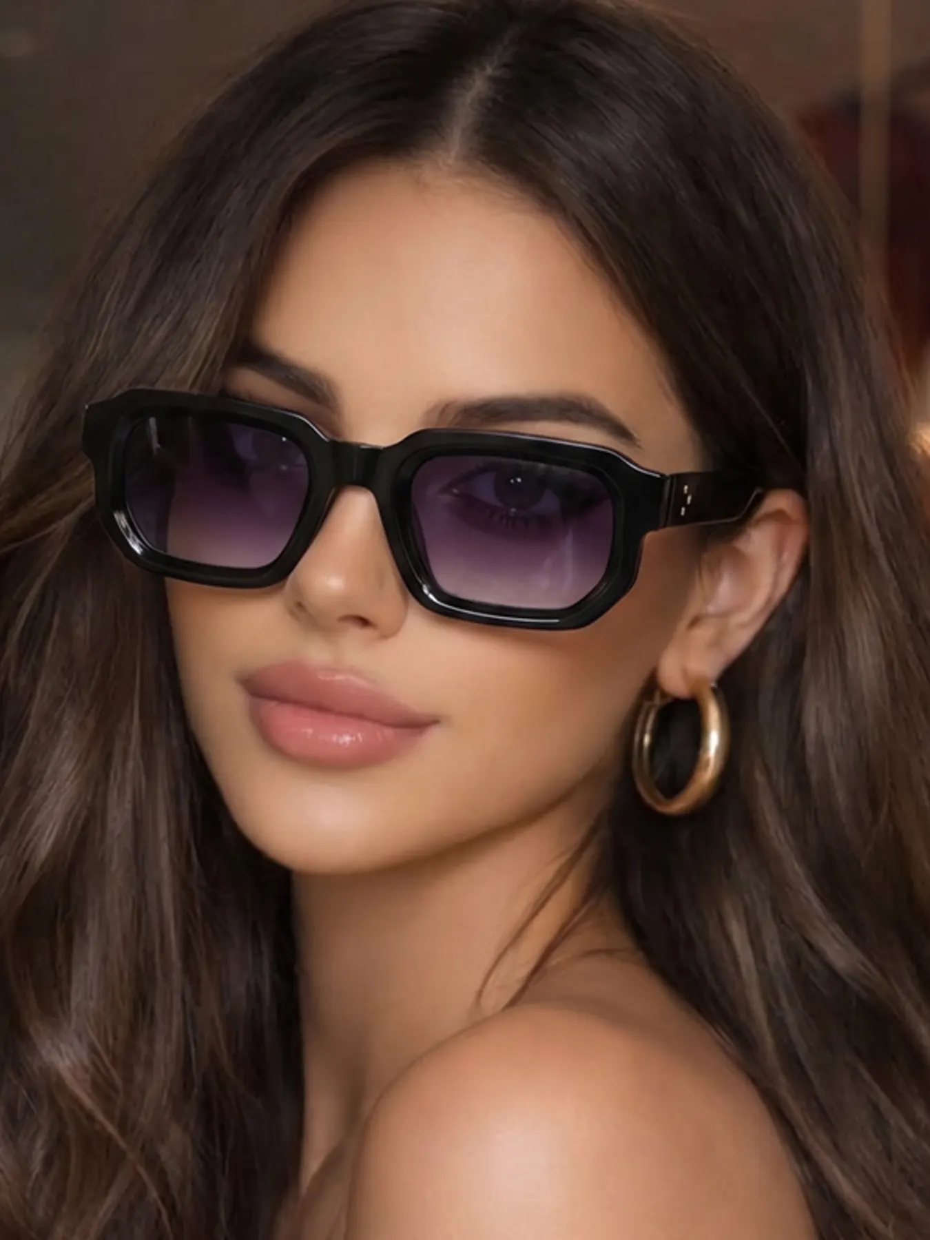 Retro Square Frame Sunglasses - Style C