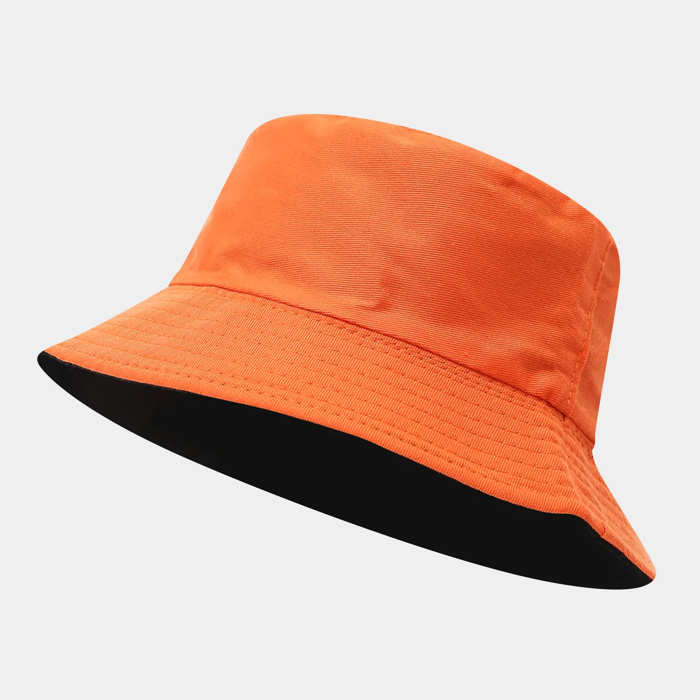 Wide Brim Bucket Hat - Orange Red